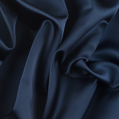 Reverie Midnight Navy Solid Polyester Satin | Mood Fabrics